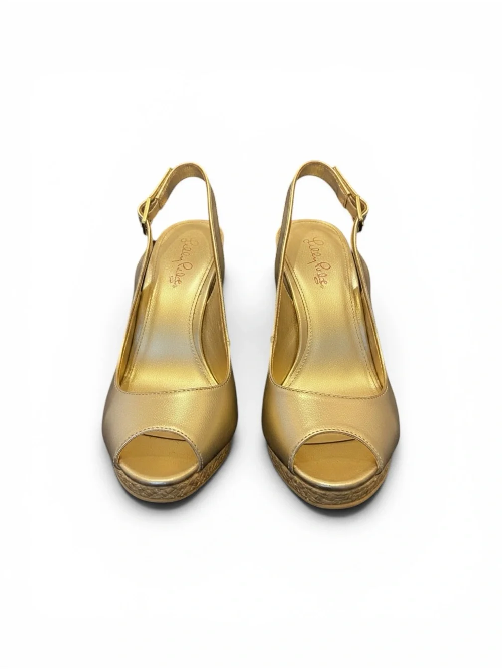 Lilly Pulitzer Metallic Gold Wedge Slingback Sandals